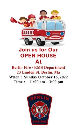 Fire & EMS Department Open House on Sunday October 16th from 11AM to 3PM
