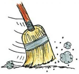 Broom sweeping -- announcing closure of Town buildings for Wednesdays in May thru June for deep spring cleaning