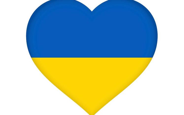 Ukraine Flag Colored Heart  by Roy Pedersen